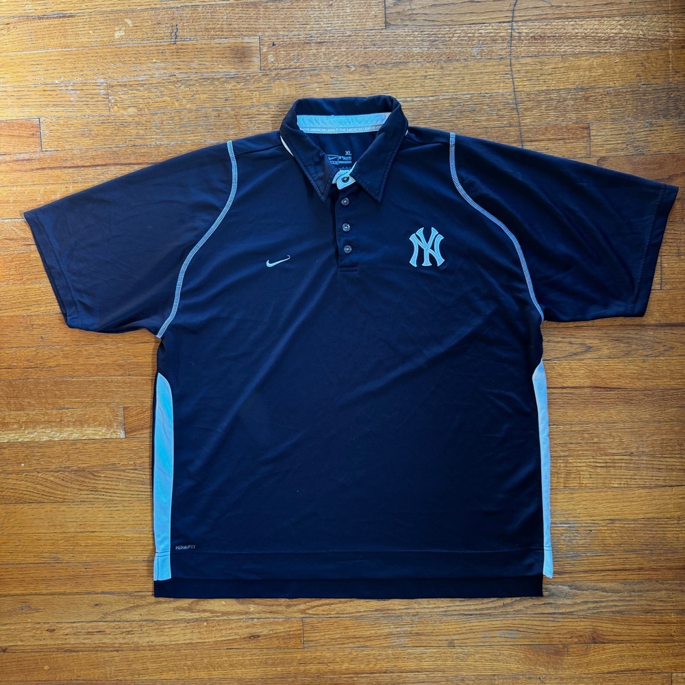 Nike New York Yankees MLB Authentic Collection Navy Blue Polo Shirt Mens XL